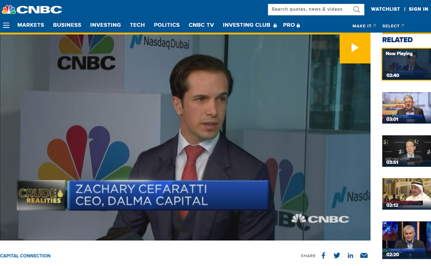 Zachary Cefaratti at CNBC