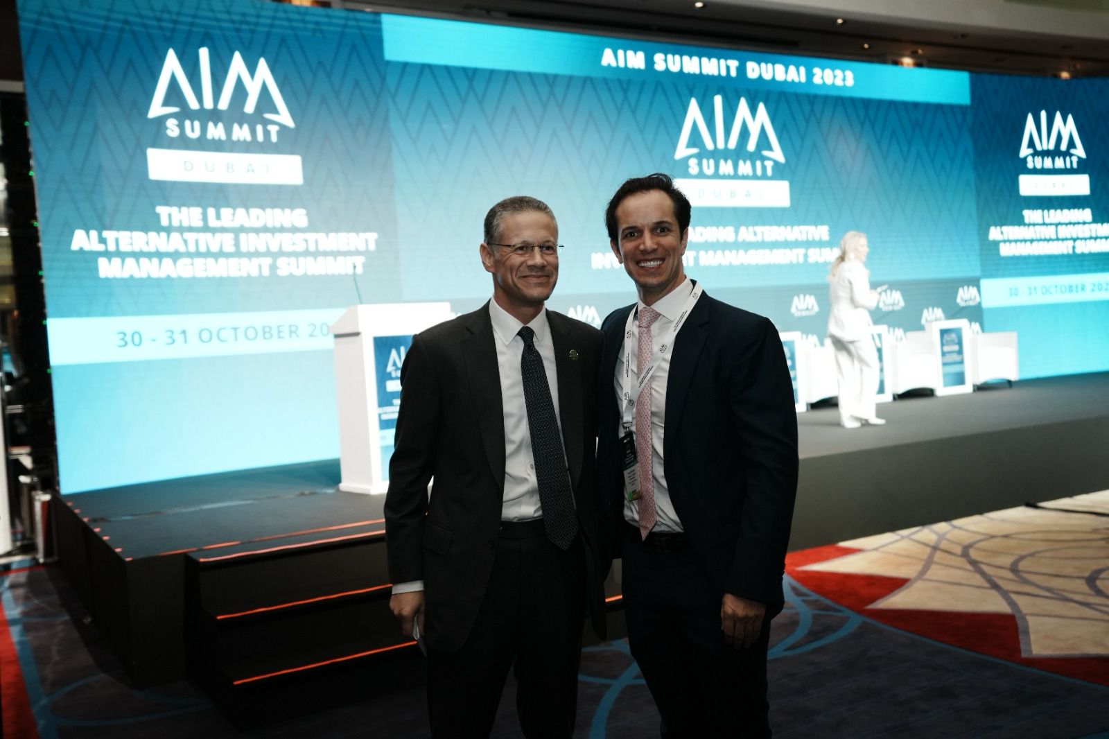 Zachary Cefaratti at AIM Summit Dubai with Badr Jafar